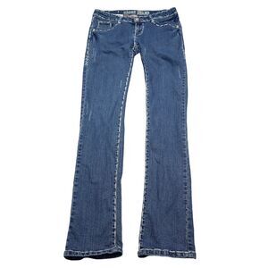 Gazoz Pants Womens 8 Blue Low Rise Flat Front Button Zip Casual Denim Jeans